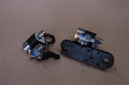 Air actuator assembly on the left, on Large Quick Release on right. Available 24VDC or 110VAC.